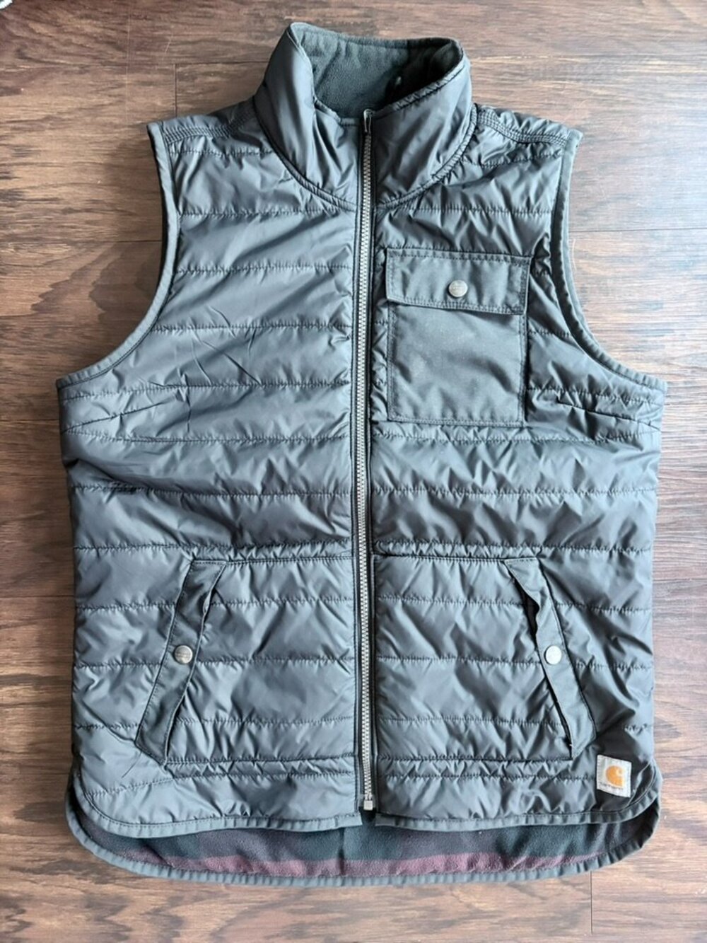 Carhartt Reversible Black & Burgundy Zip Front Vest Size S